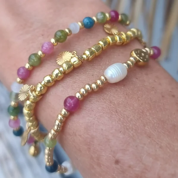 Armband Set "Aruba" mit Gold & Turmalin - Image 3